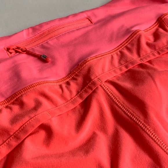 Lululemon Womens 6 Speed Up Shorts Hot Pink Orange Vented Running Zip Pocket - Picture 6 of 8